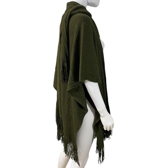 Olive Green Open Cardigan Fringe Shawl Sweater
New - Picture 6 of 7